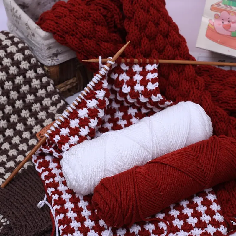 100g/Roll Milk Cotton Yarn Woolen Yarn Soft Pure Colour Lover Yarn 8 Ply Knitting Wool Thread For Handmade DIY Scarf Hat Yarn