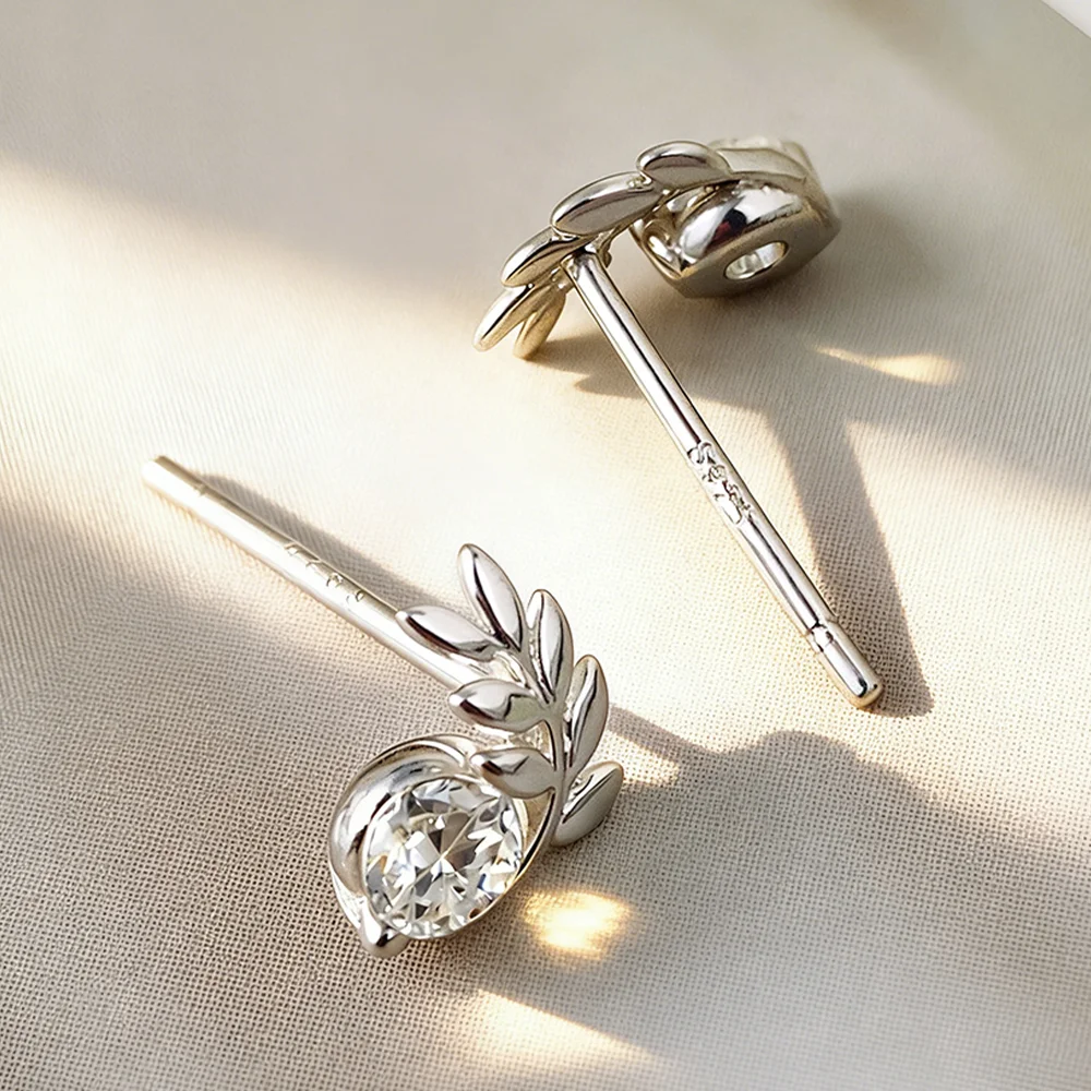 OEVAS 3.5mm Round Moissanite Stud Earrings For Women S925 Sterling Silver Can Pass Diamond Test Wings Earring Wedding Jewelry view 3