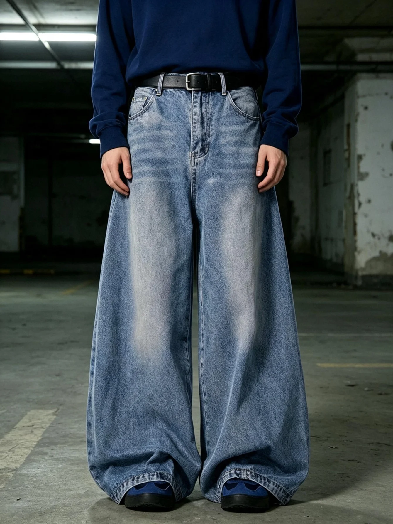 Men's Baggy Denim Wide Leg Jeans, Y2K American Street Trendy Pants, Practical Gift Choice for Husband