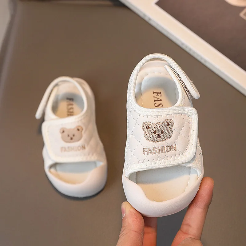 Cute Cartoon Baby Shoes Open Toe Soft Sole Kids Sandals Outdoor Non-slip Anti-collision Beach Shoes for Boys Girls Flat Sandals