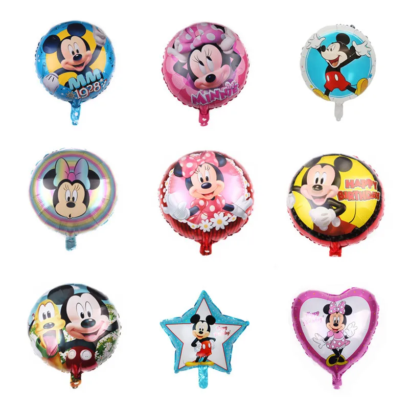 18-Inch round cartoon Mickey Minnie balloon, children's birthday arrangement cartoon aluminum film balloon