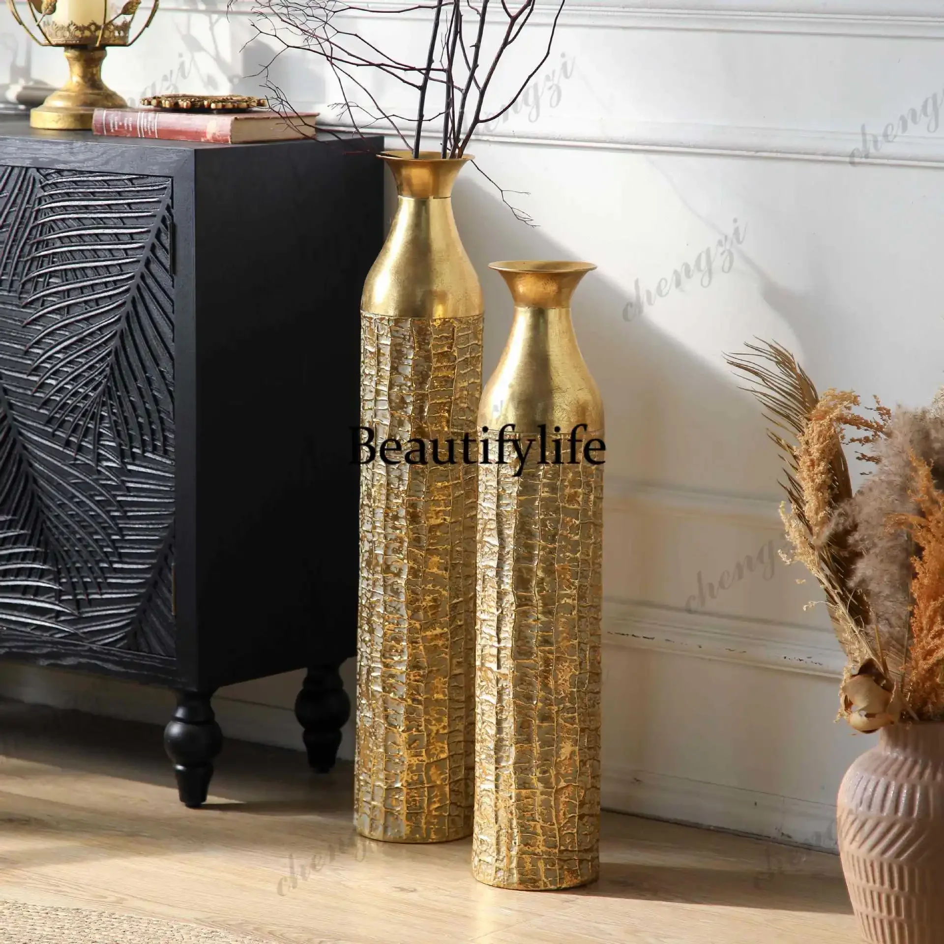 A68French light luxury indoor floor-to-ceiling vase, romantic ornaments, homestay hotel entrance decorative props