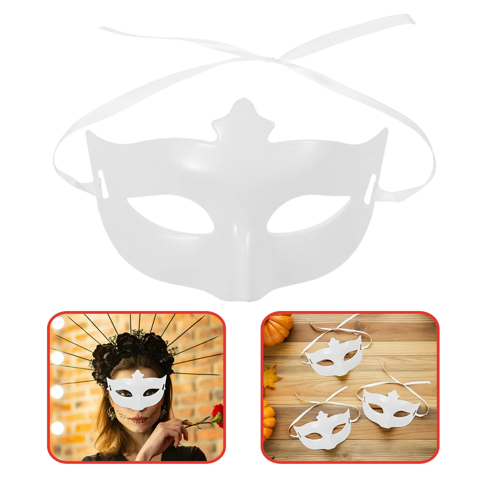 20pcs Plastic Halloween DIY Mask Base – Half Face Blank for Cosplay, Masquerade & Festival Costume Making
