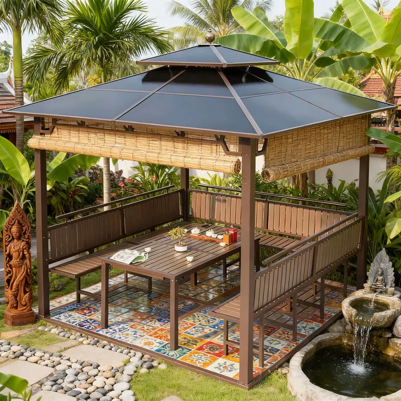 Eco-Friendly Solar-Powered Aluminum Alloy Powder-Coated Garden Gazebo