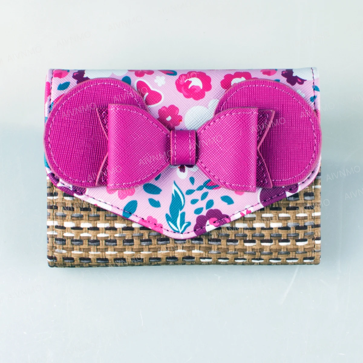 High-Quality 3D Butterfly Knot Print Trifold Wallet, Fashionable Personalized Card Holder, ID Window, Stylish Coin Purse