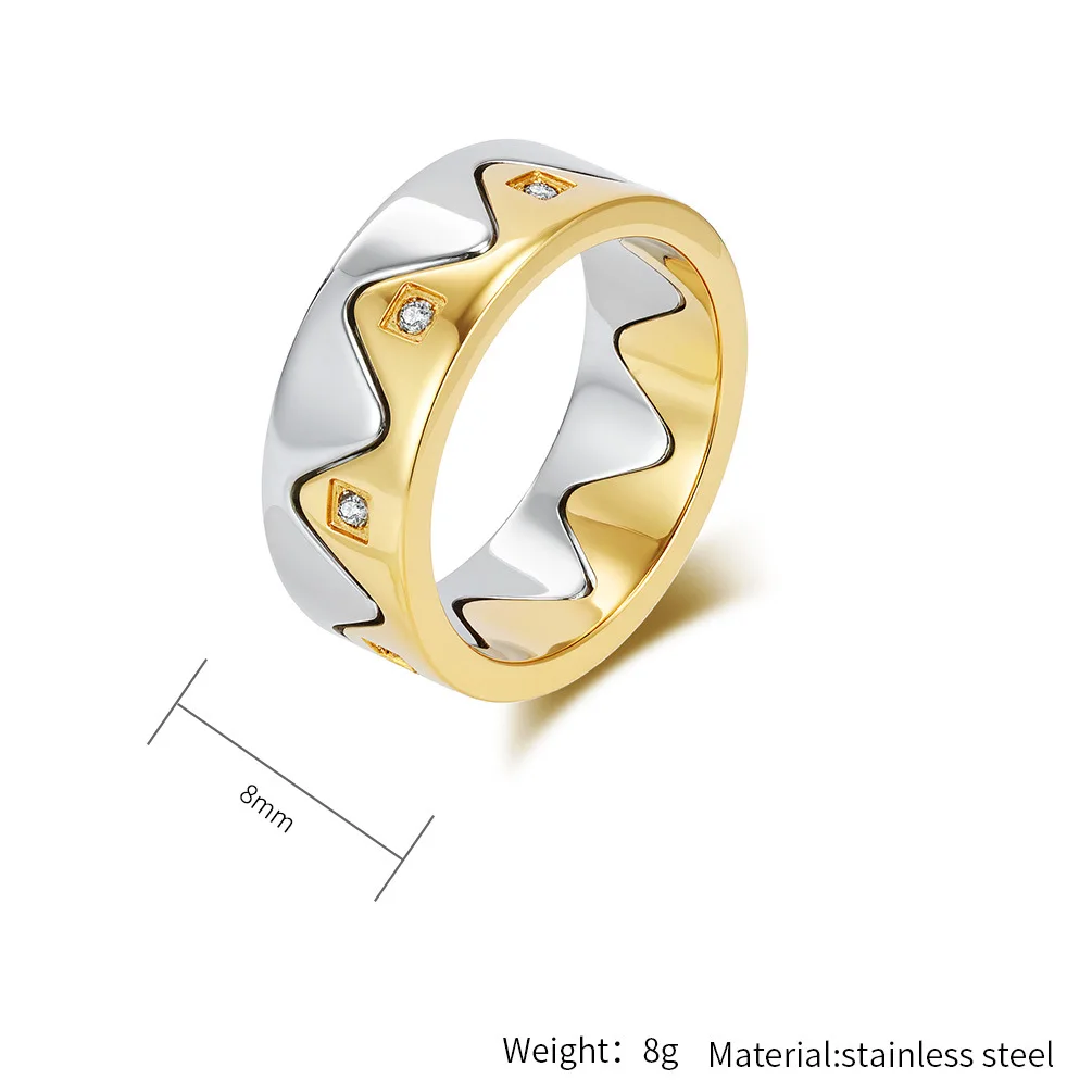 Minimalist Stainless Steel Detachable Mountain Peak Zircon Ring Unique Design Couple's Ring Anniversary Gift