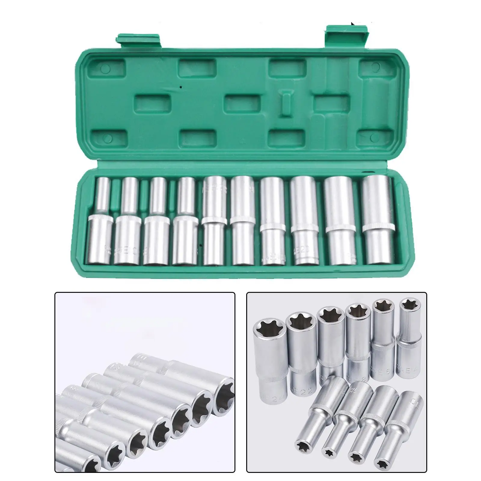 Generic E Shape Socket Set Sturdy Portable Deep Sockets for Professional