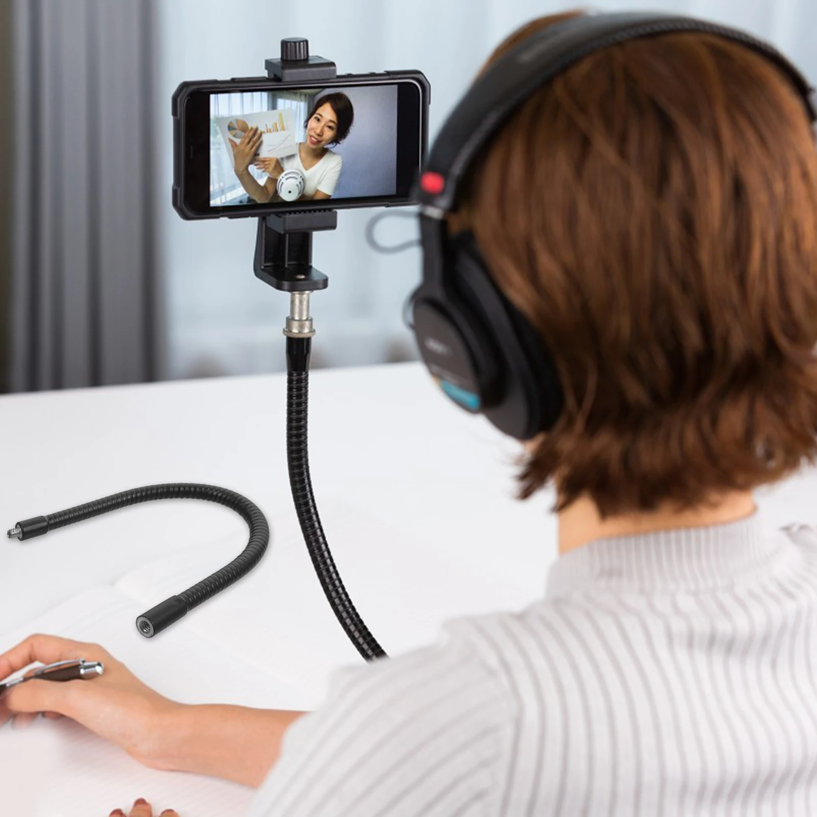 Mobile Phone Holder Extension Tube Mic Extender Desk Arm Pole Stand Extendable Rod Desktop Mount