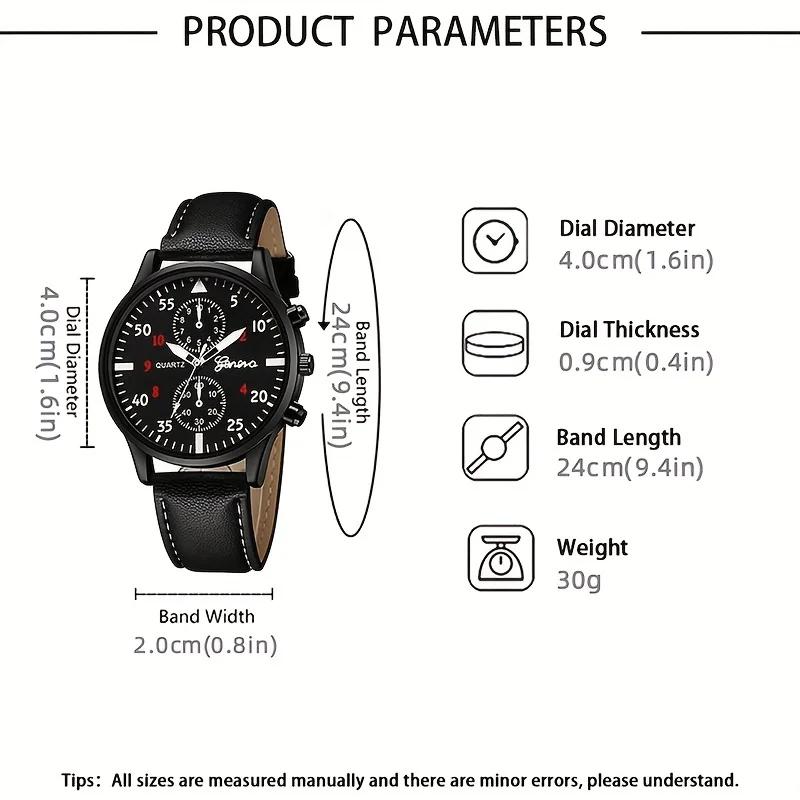 Relógio de quartzo e pulseiras trançadas de contas, moda masculina, conjunto 1pc, 5pcs por conjunto