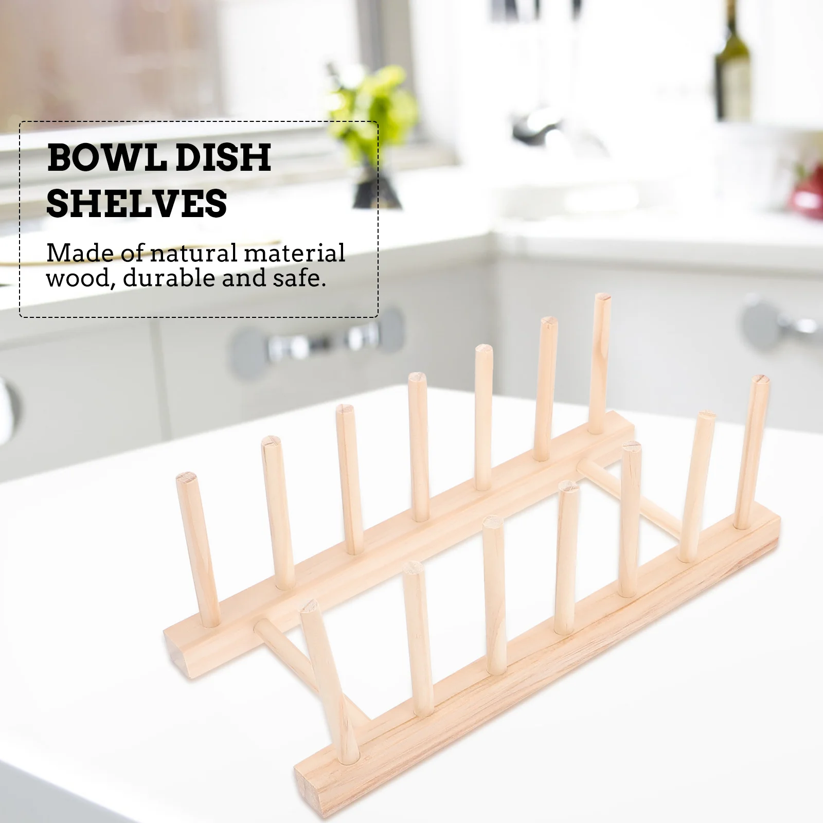 

2pcs Wooden Bowl Dish Shelves Kitchen Rack Natural Wood Plate Holder Saucer Storage Holder Bowl Storage Rack Kitchen Accessories