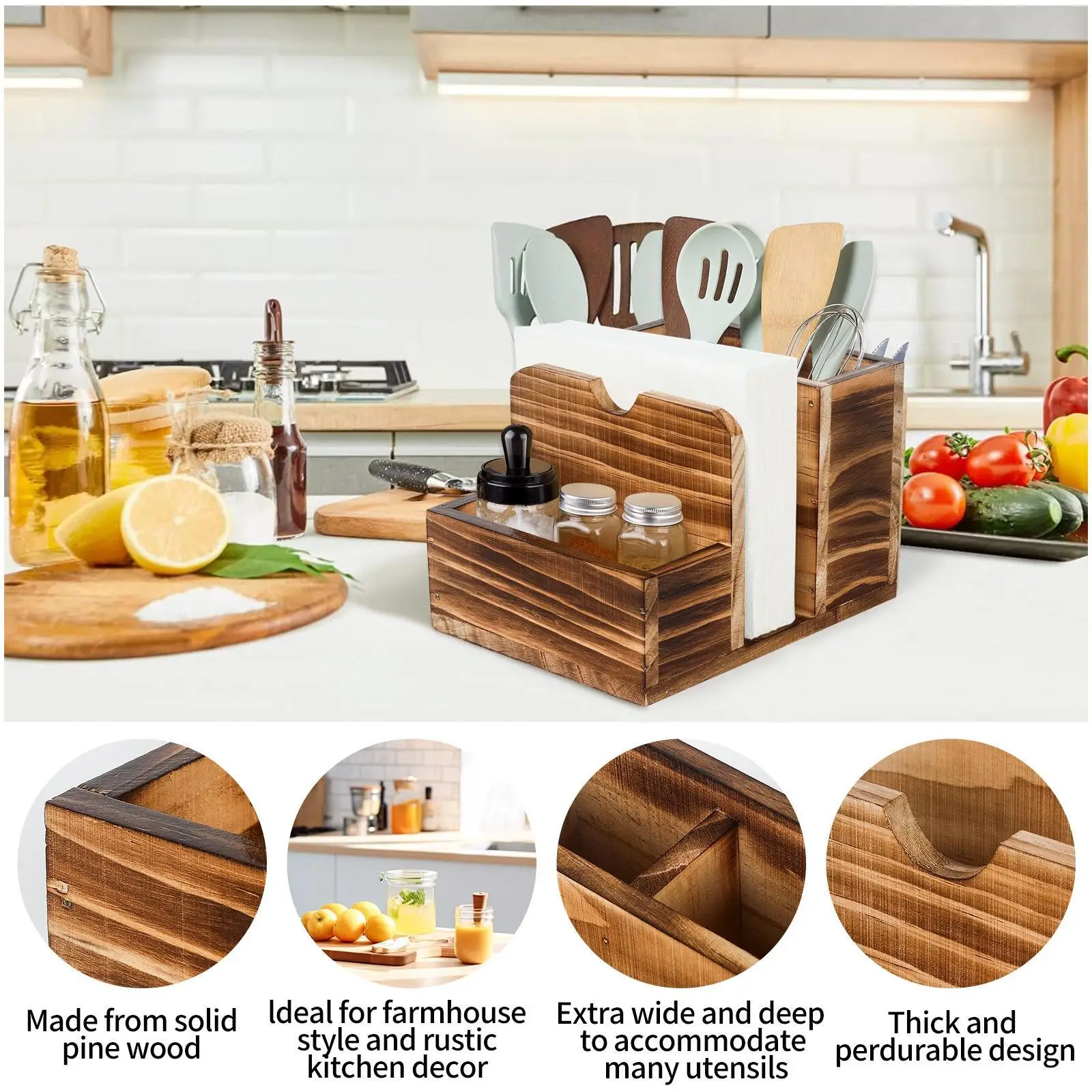 Napkin Salt and Pepper Holder Desktop Tissue Holder Box Space Saving Kitchenware Storage Rack for Kitchen Restaurant Home Use