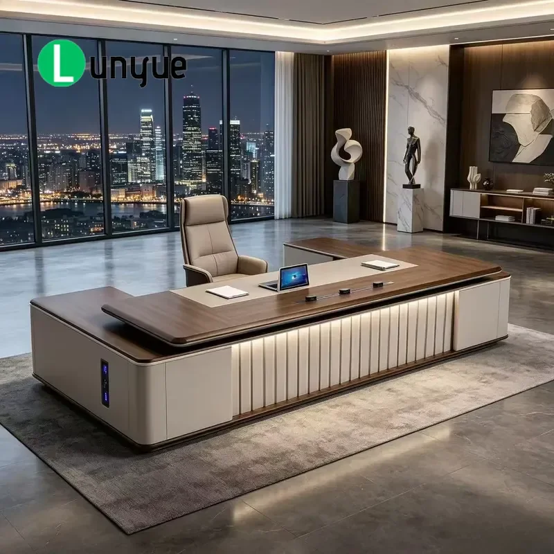 Luxury Modern Walnut Modular Executive Desk Wooden Manager Office Furniture for Hotel Home Business High End Design