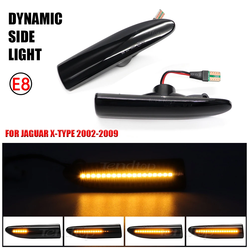 2PCS Dynamic LED Side Marker Light For Jaguar X-TYPE 2002 2003 2004 2005 2006-2009 Arrow Turn Signal Blinker Indicator Lamp