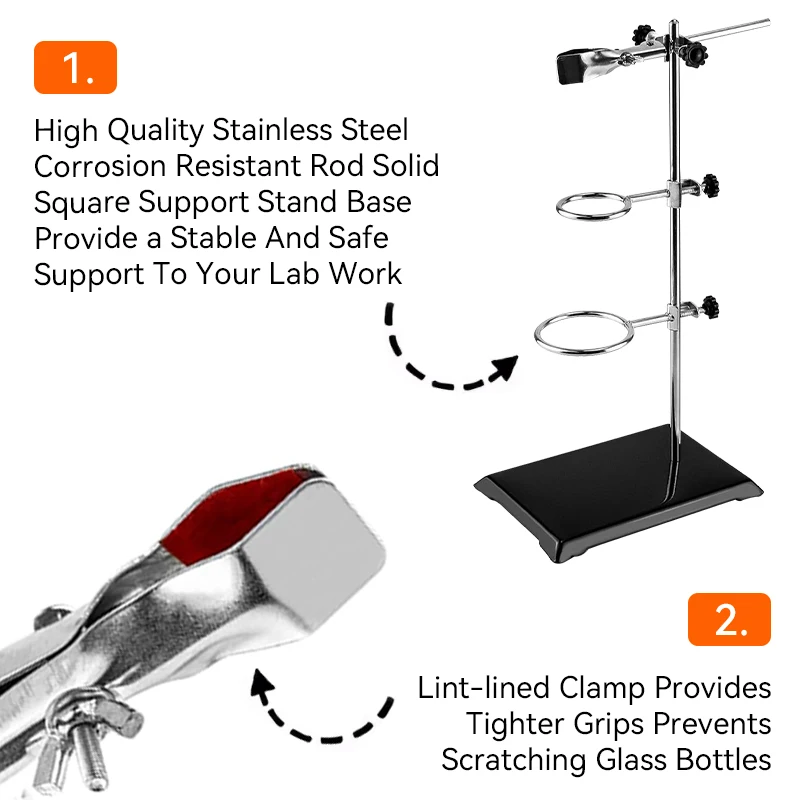 WESTTUNE Laboratory Stand Support Set Steel Lab Stand Set with Cast Iron Base Light Support Stand with Flask Clamp Burette Clamp image 4