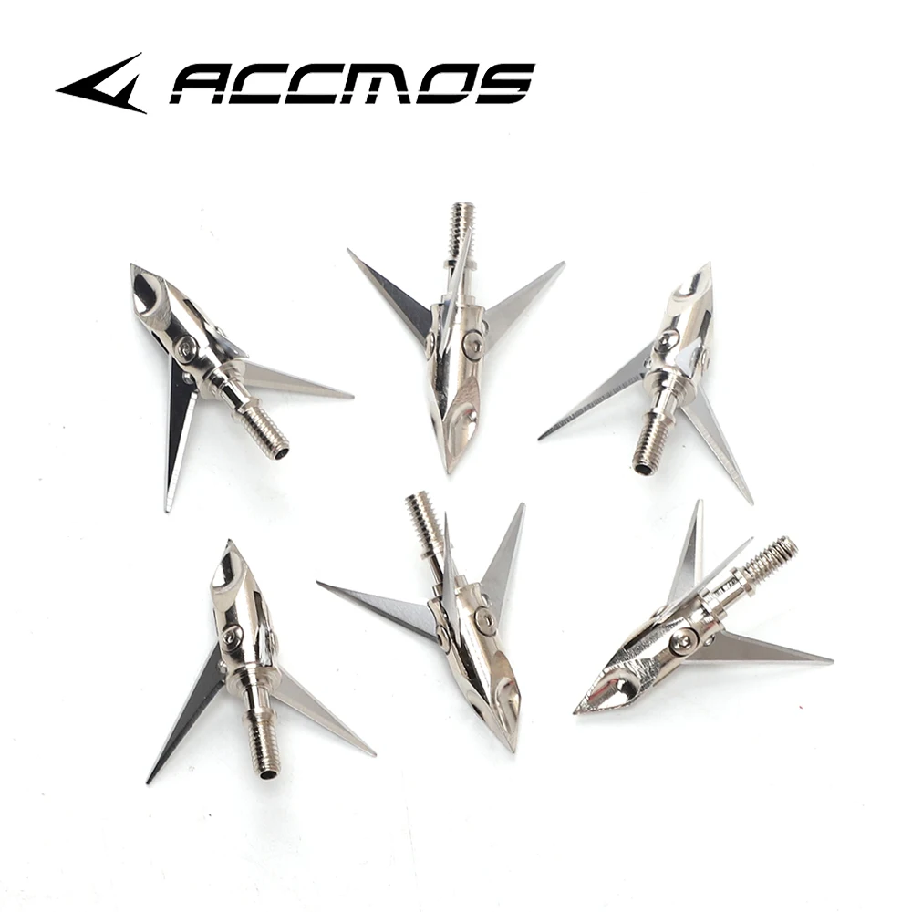 6/12Pcs Archery Arrowhead Stainless Steel Broadhead Arrowhead 100GR 3 Blade Hunting Arrow Tips Points