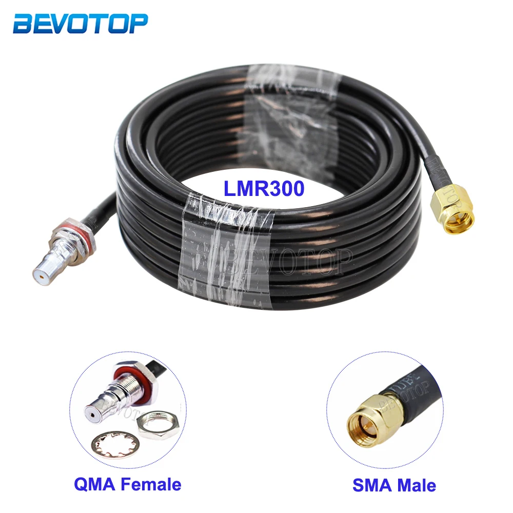 1PCS LMR-300 SMA Male Plug to QMA Female Jack Connector LMR300 50-5 Coaxial Cable QMA to SMA RF Adapter Cable 50 Ohm Low Loss