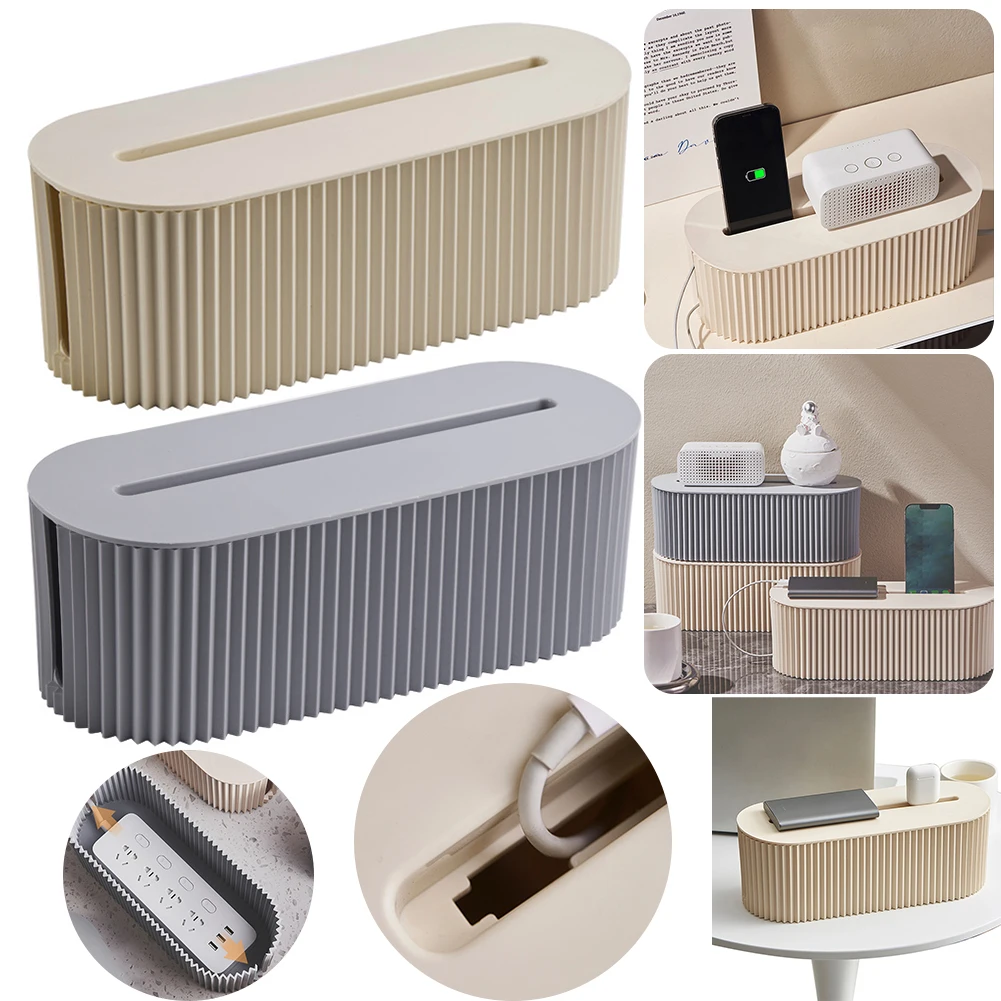 Cable Tidy Box Cable Management Box Large Capacity Desktop Cord Organizer with Lid Cord Safety Storage Box for Home Office