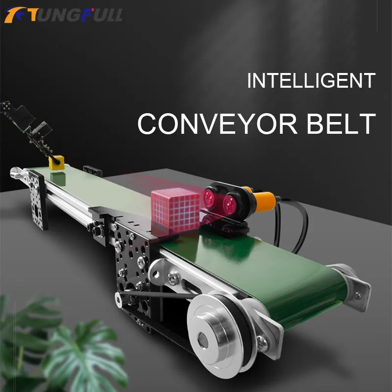 Mini Máquina de Correia Transportadora Máquina de Controle Automático Fonte de Alimentação com Regulador de Velocidade 595 mm 24v