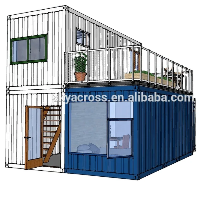 20ft shipping modular villa living container house home with 2 bedrooms