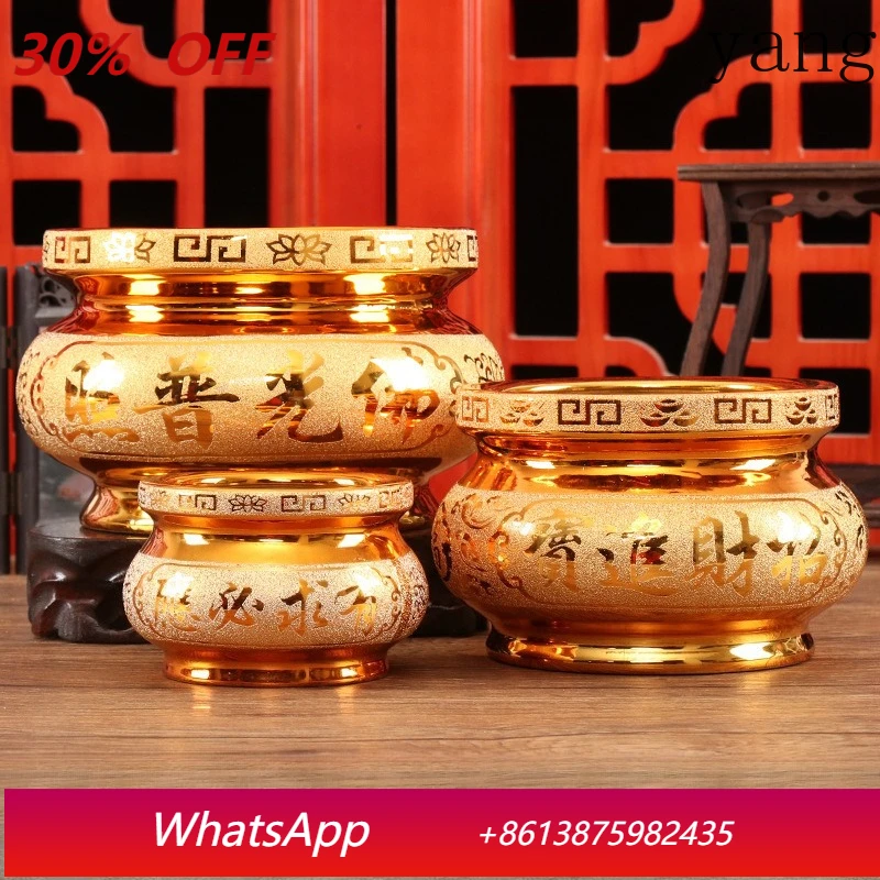

LTT ceramic sand gold incense burner household offering Guanyin God of Wealth incense burner Buddhist hall incense burner