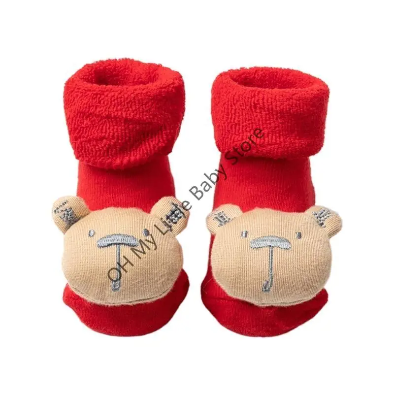 

M76C Toddler Fuzzy Socks with Grips Anti Skid Baby Christmas Socks Winter Grip Warm Socks Children Socks Christmas Gift