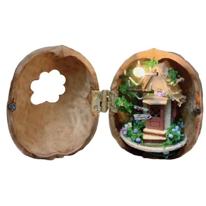 

Walnut House Finished DIY Walnut House Material Pack Creative Personality Handmade Micro Landscape Valentine's Day Birthday Gift