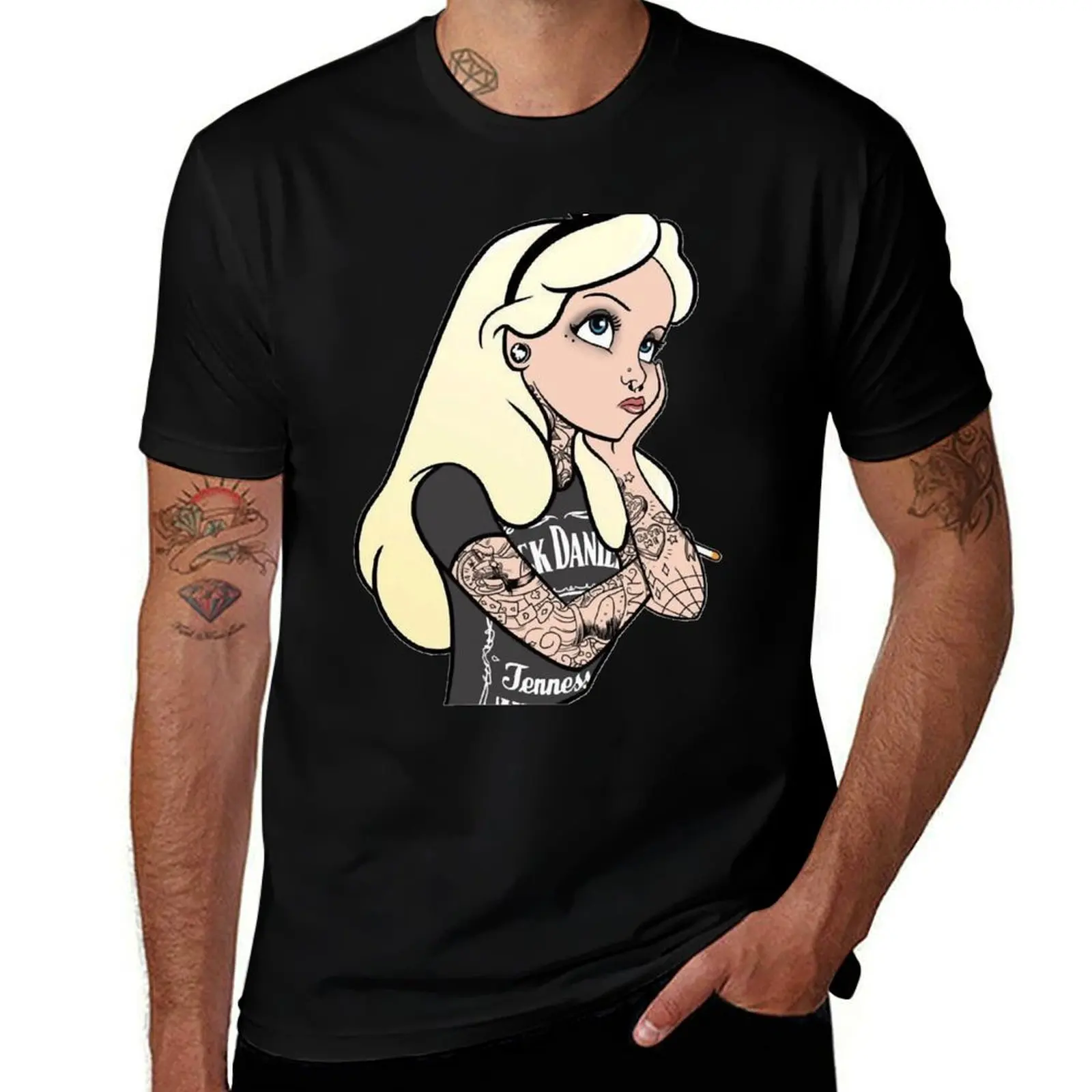 Alice-punk-in-wonderland-Premium-Scoop-T-Shirt Plus Size Outdoor Casual Top T-Shirt