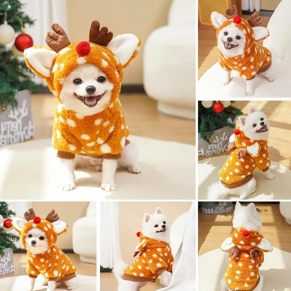 Pet Dog Cat Christmas Clothes Elk Supplies Fall And Winter Bichon Fluffy Dog Sized Bear Fight Medium Change Corgi Suit O6R6