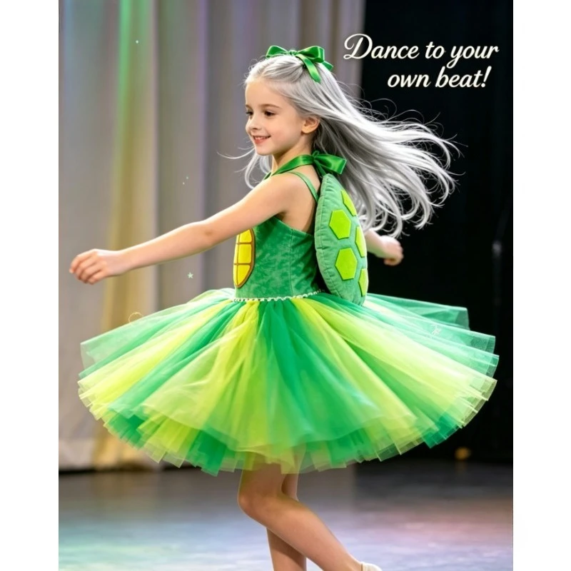 

Turtle Animal Dress Cute Kids Party Performance Costume Princess Outfit For Carnival Dress Up Daily Wear Holiday Themed Clothes