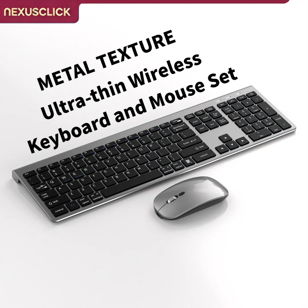 NexusClick 104 Keys Wireless Tri-Mode Keyboard Mouse Ofiice Combo, Type-C Rechargeable Ergonomic silent For Notebook Laptop iPad