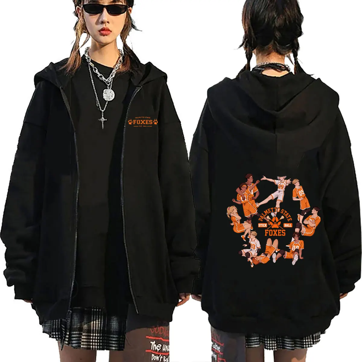 

All for The Game The Foxhole Court Palmetto State Foxes Graphic Zipper Hoodie Men Women Fashion Vintage Oversized Zip Up Hoodies