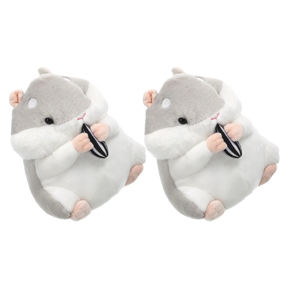 

2 Pcs Toys Children's Plush Hamster Hamsters Stuffed Animal Animals for Girls Melon Seeds Baby