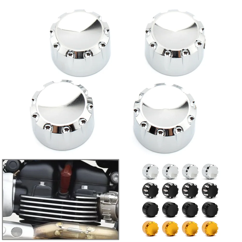 4Pcs Motorcycle Billet Machined Head Bolt Cover Cap For T120 Thruxton Scrambler Street Cup