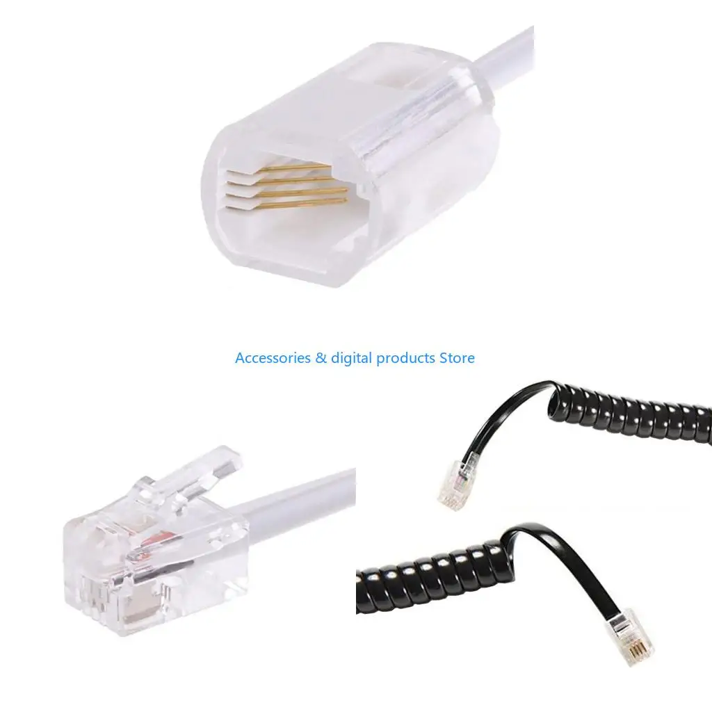 77JD 1 Set Telephone Cord Detangler Rotating Landline Cable RJ9 Phone Cord Detangler Landline Handset Cord Cable