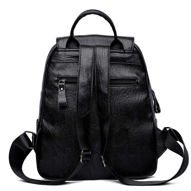 Soft Leather Travel School Bag New European and American Vintage Lingge Leisure Large Capacity Travel Style Backpack for Women