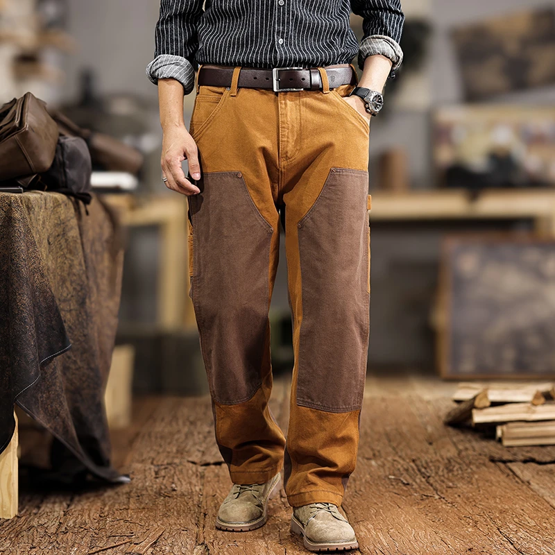 

American Sle Casual Pants Men's Spring Autumn New High-End Heavy Function Loose Straight Casual Trousers Color Blo Workwear