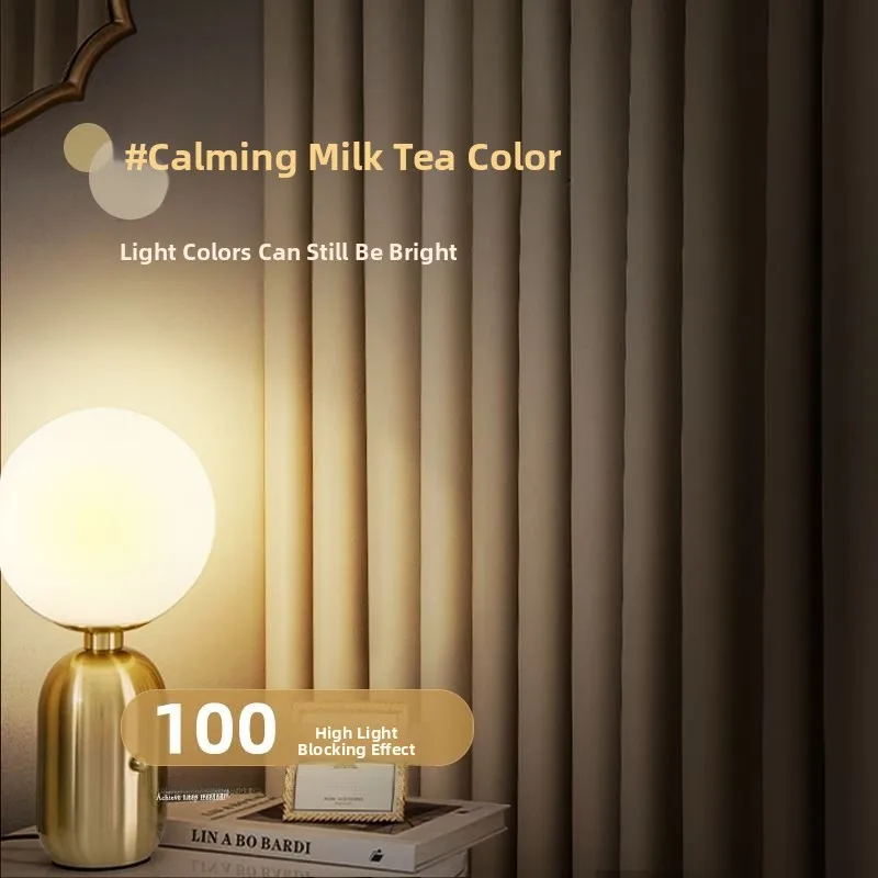 Full Light Blocking Hanging Curtain for Bedroom And Balcony Sun Protection Heat Insulation Luxury Ins Style Polyester Fabric