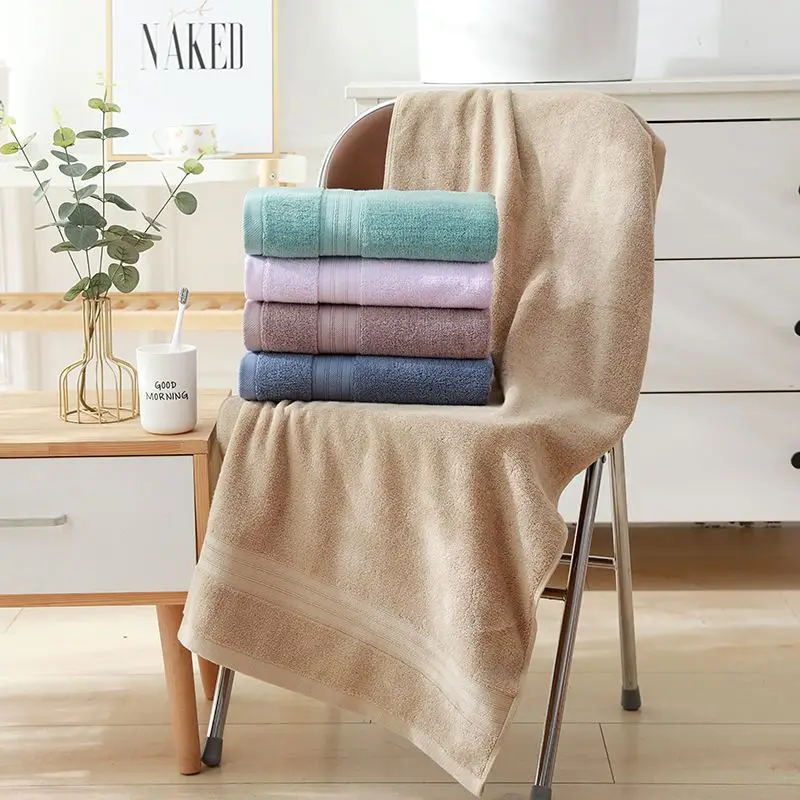 Small Size Long Velvet Pure Cotton Bath Towel Thick Absorbent Full Cotton Bathing Towel Non-Slip Fabric German Antibacterial ...