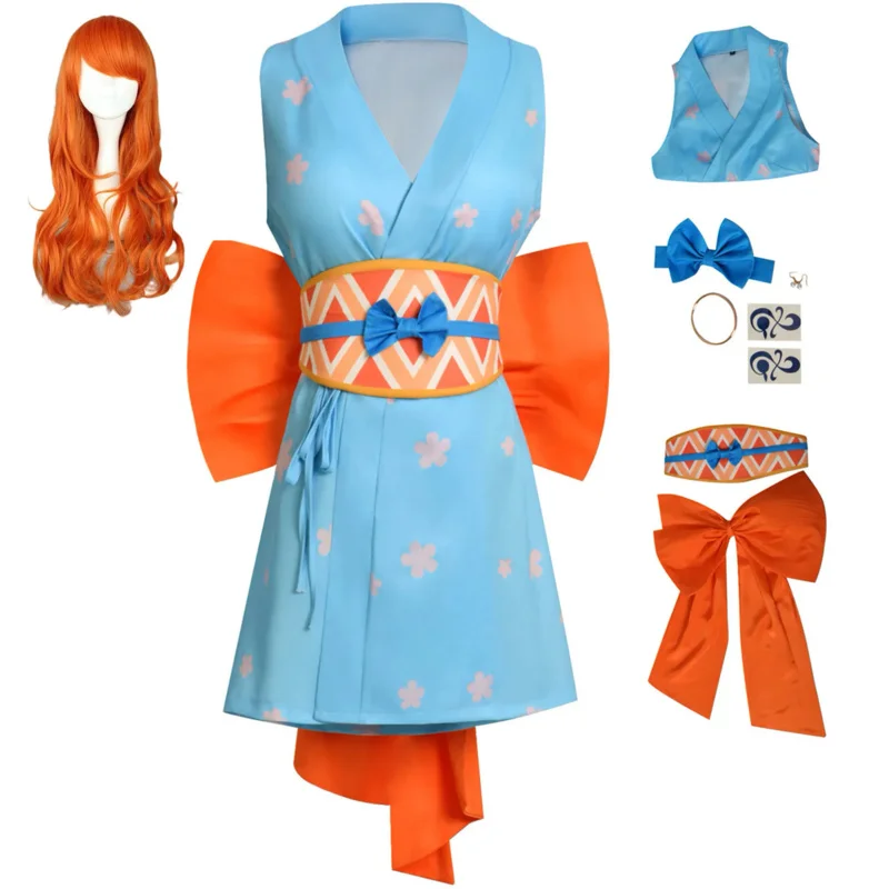 

2023 new osdad anime Nami cosplay costumes kimono dress wig suits adult women Halloween carnival cosplay costume