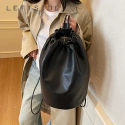 LEFTSIDE Women Retro Small PU Leather Backpacks 2024 Winter Y2K Designer Females Backpack School Student Simple Back Packs