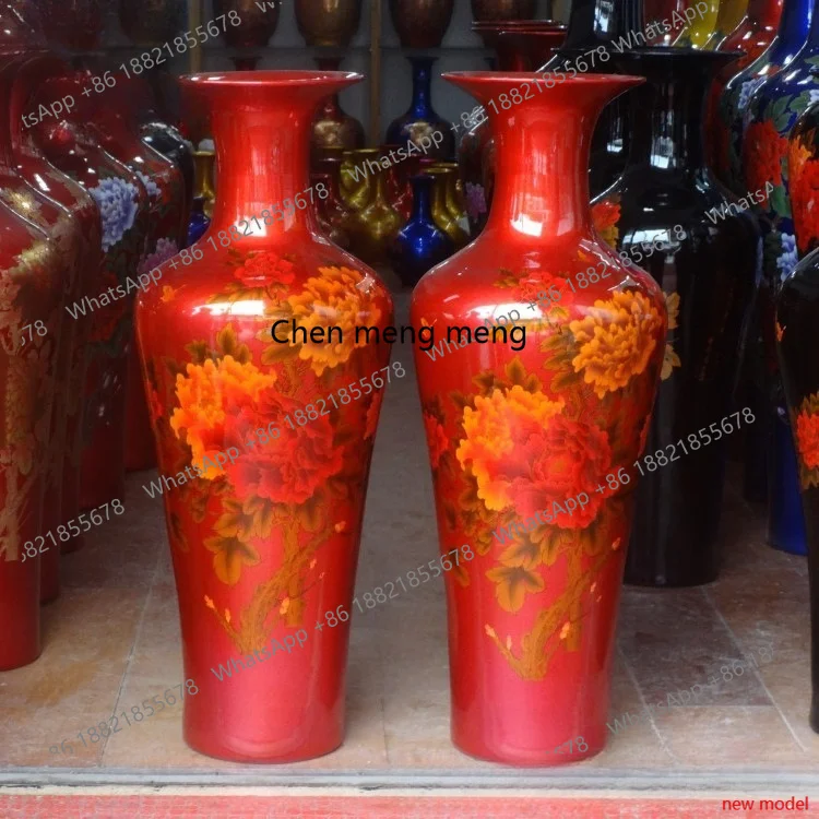 H178Large ceramic vase, crystal glaze, red floor-to-ceiling vase, creative ceramics