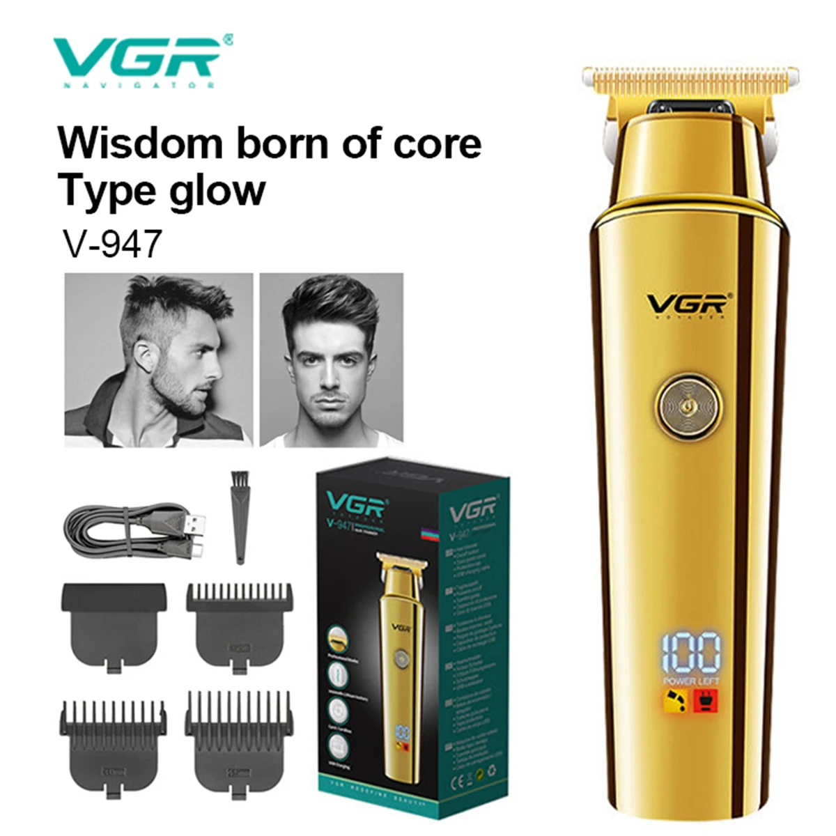 

VGR 977, профессиональная машинка для стрижки волос, электрическая машинка для стрижки волос, беспроводной парикмахерский триммер с цифровым дисплеем для мужчин