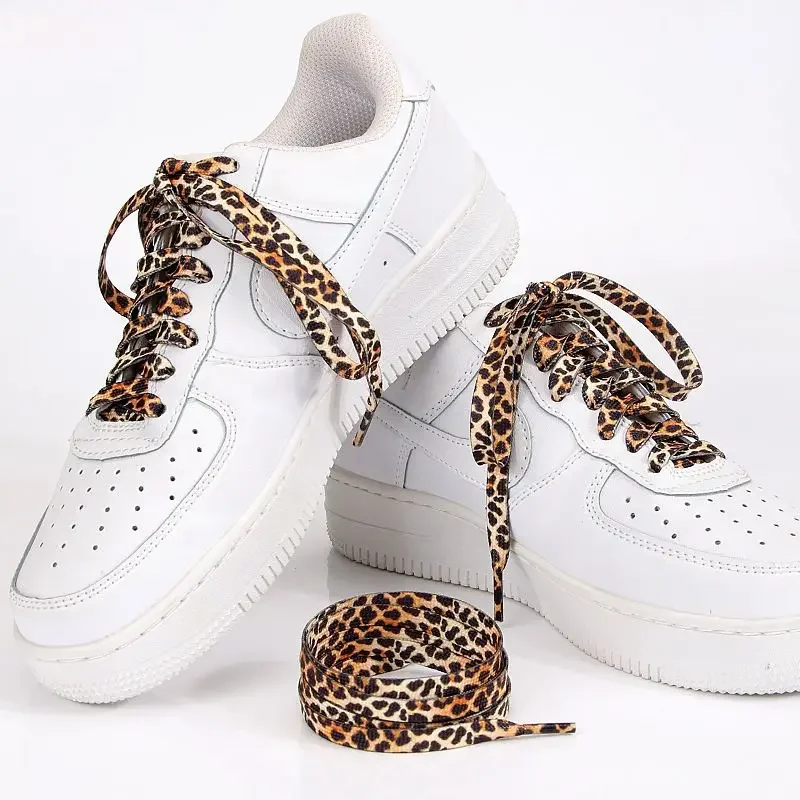 1Pair Classic Leopard Patten Print Shoelace Creative Unisex Sneakers Canvas Shoe Lace Flat Shoelaces Shoes Strings Шнурки