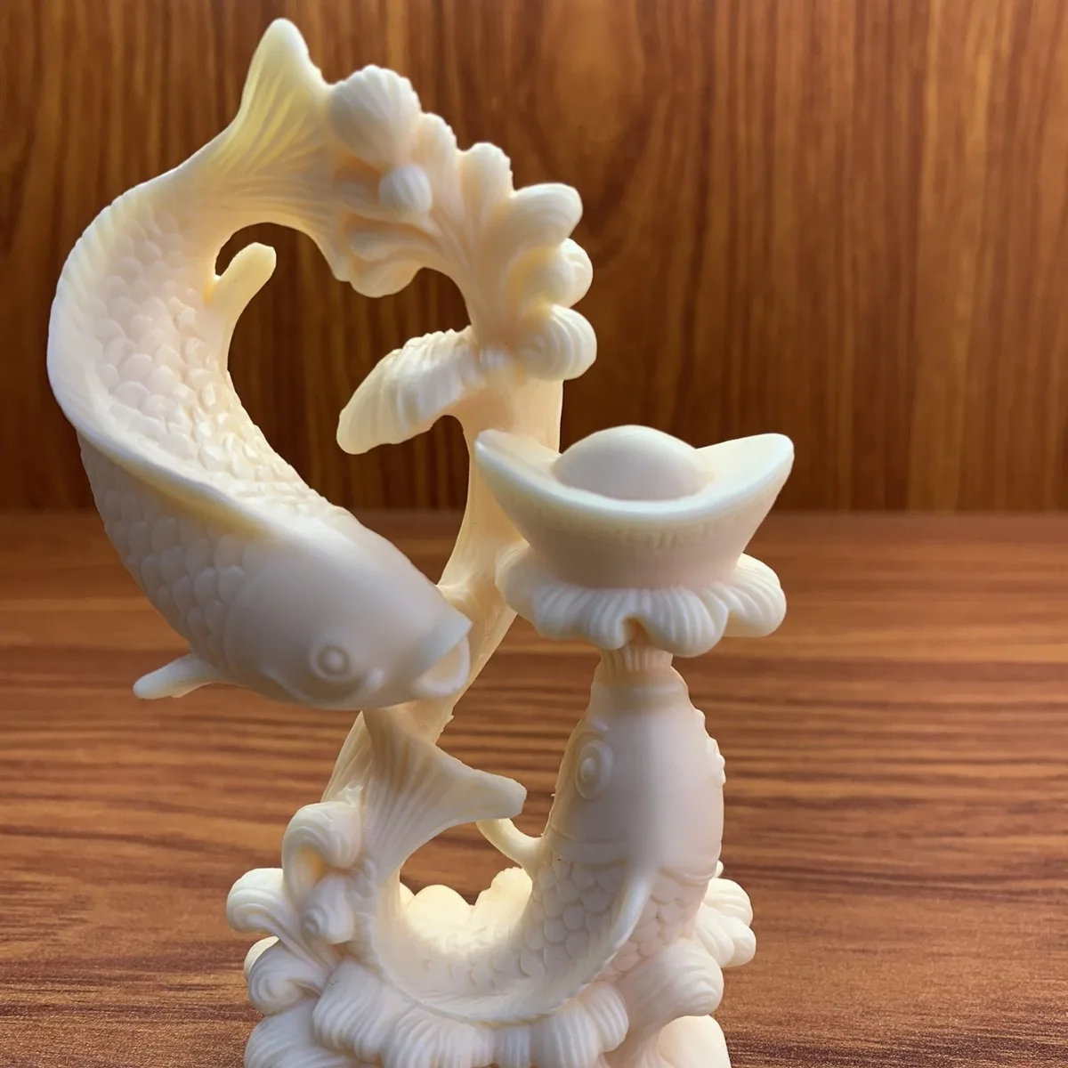 Ivory Nut Carved Twin Fish Treasure Figurine Wenwan Tea Pet Home Living Room Desktop Decor Craft Ornament