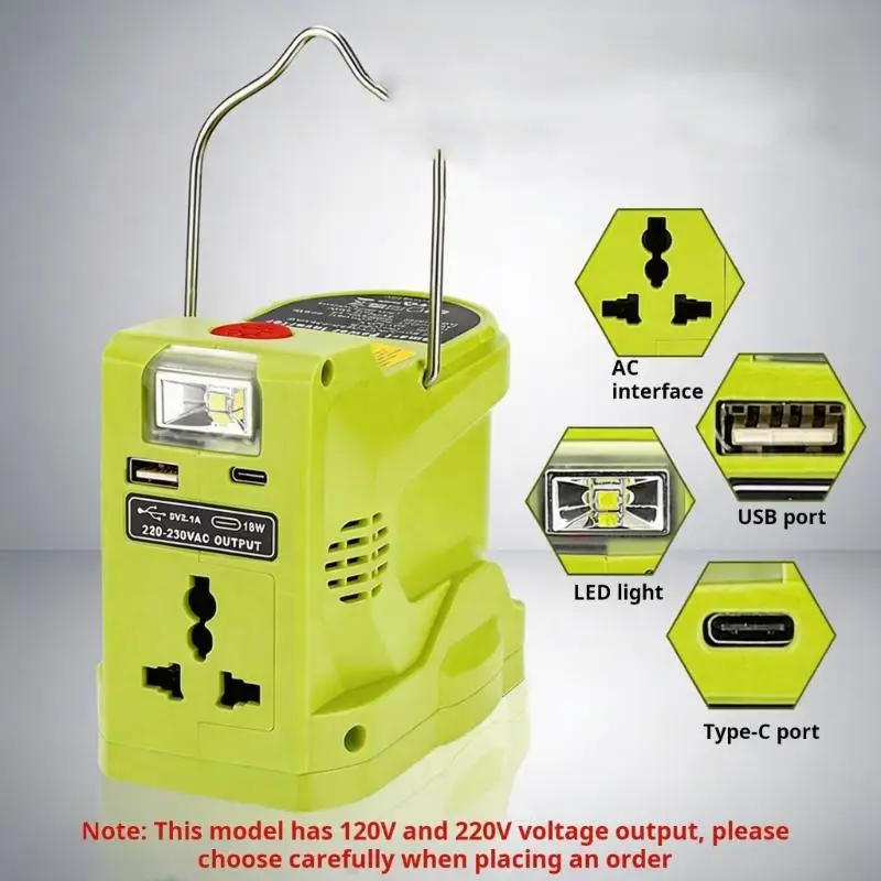 DC12-24V to AC120V/220V Power Inverter For Outdoor Camping And Emergency Use With 200W Output And Lithiums Battery D7YA