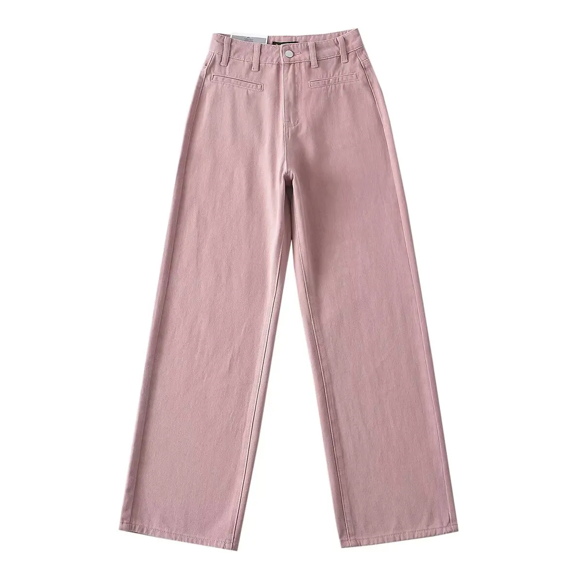 Sweet Style High Waist Wide Leg Jeans Women's Hong Kong Style Spring Popular Straight Tube Long Pants Casual Loose Fit Jeans