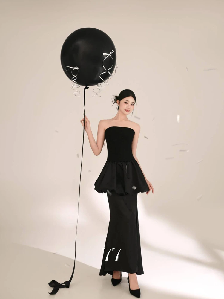 

Black Princess Style Birthday Portrait Photography Studio Artistic Costume Women's Fashionable Ambiance Clothing