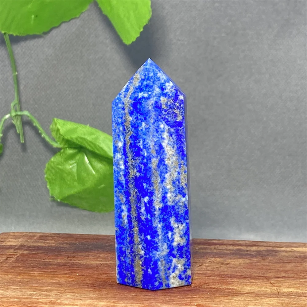 Natural Mineral Lapis Lazuli Crystal Tower Hexagonal Wand Healing Meditation Gemstone Home Decor