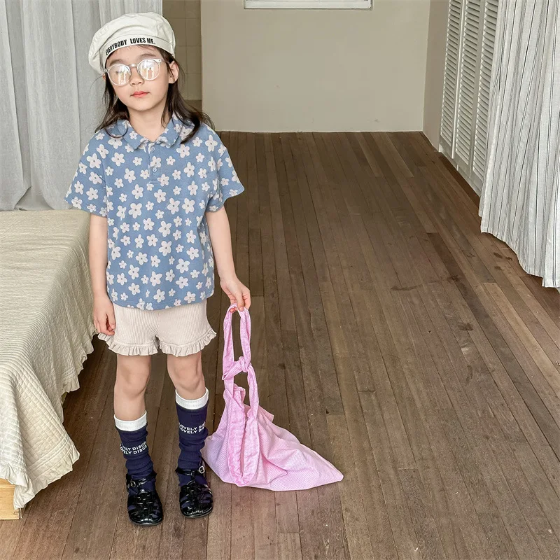 Children's T-Shirts Clothing Summer Children's Korean Printed Short Sleeved T-shirt for Girls Summer Polo Shirt 1-6Years  789
