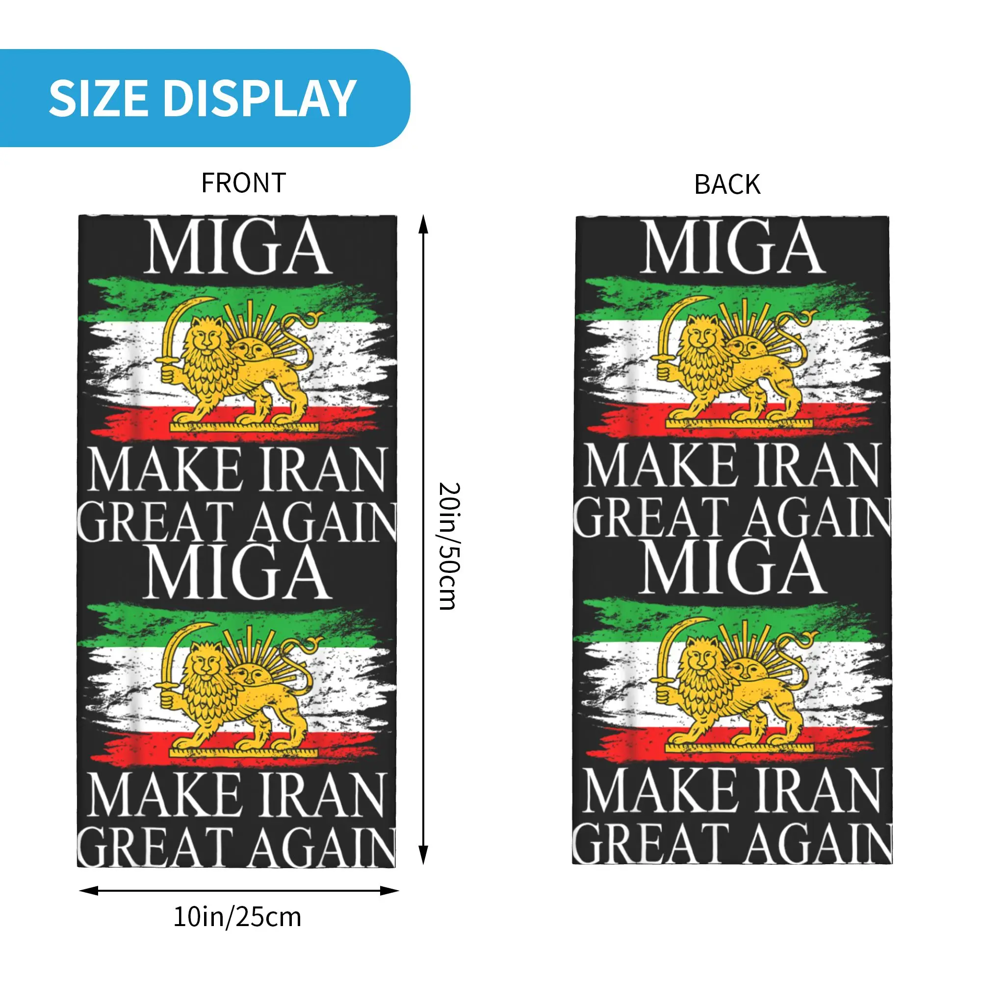 Make Iran Great Again Emblem Of Iran MIGA Gift T Bandana  Cycling Mask Sports Windproof Balaclava Soft Warm Tactical Mask